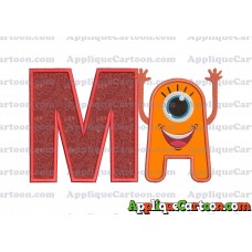 Happy Monster Applique Embroidery Design With Alphabet M