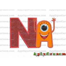 Happy Monster Applique Embroidery Design With Alphabet N