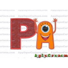 Happy Monster Applique Embroidery Design With Alphabet P