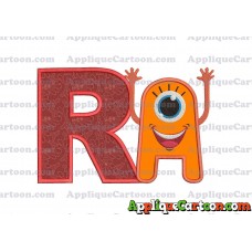 Happy Monster Applique Embroidery Design With Alphabet R