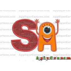 Happy Monster Applique Embroidery Design With Alphabet S