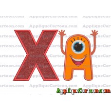 Happy Monster Applique Embroidery Design With Alphabet X
