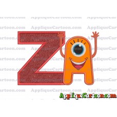 Happy Monster Applique Embroidery Design With Alphabet Z