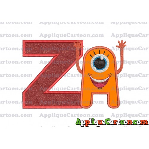 Happy Monster Applique Embroidery Design With Alphabet Z