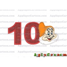 Happy Snow White Applique Design Birthday Number 10