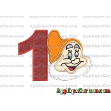 Happy Snow White Applique Design Birthday Number 1