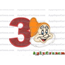 Happy Snow White Applique Design Birthday Number 3
