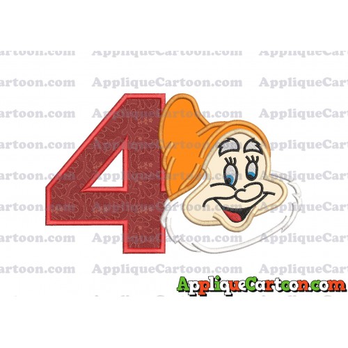 Happy Snow White Applique Design Birthday Number 4