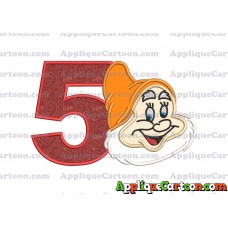 Happy Snow White Applique Design Birthday Number 5
