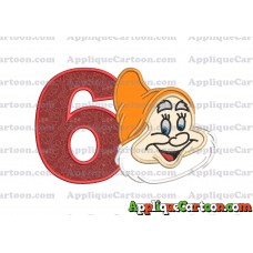 Happy Snow White Applique Design Birthday Number 6