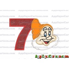 Happy Snow White Applique Design Birthday Number 7