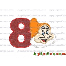 Happy Snow White Applique Design Birthday Number 8