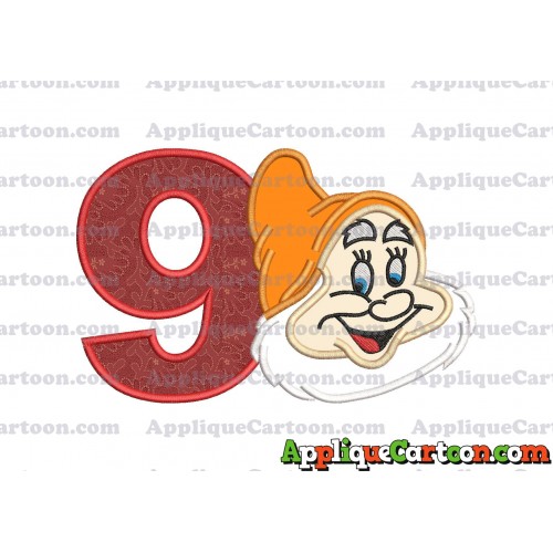 Happy Snow White Applique Design Birthday Number 9