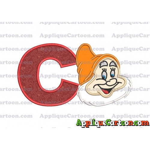 Happy Snow White Applique Design With Alphabet C