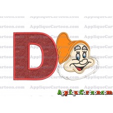 Happy Snow White Applique Design With Alphabet D