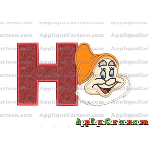 Happy Snow White Applique Design With Alphabet H