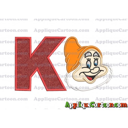 Happy Snow White Applique Design With Alphabet K