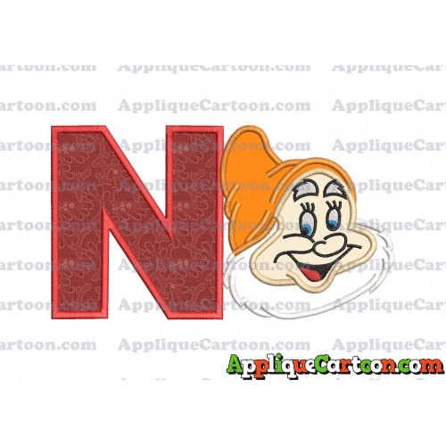 Happy Snow White Applique Design With Alphabet N