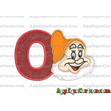 Happy Snow White Applique Design With Alphabet O