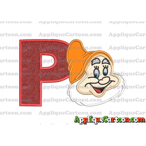 Happy Snow White Applique Design With Alphabet P