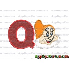 Happy Snow White Applique Design With Alphabet Q