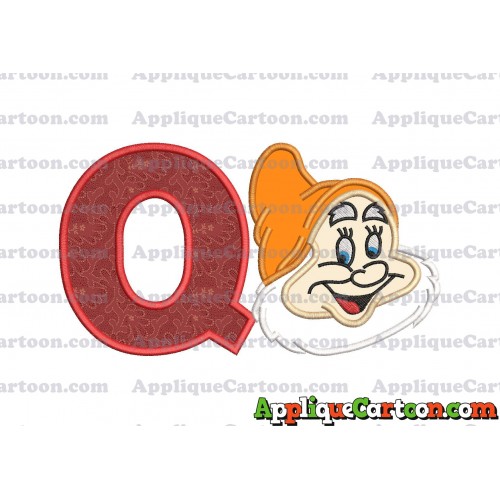 Happy Snow White Applique Design With Alphabet Q