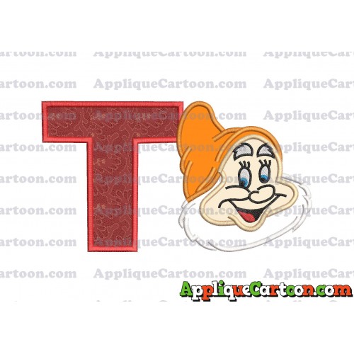 Happy Snow White Applique Design With Alphabet T