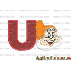 Happy Snow White Applique Design With Alphabet U