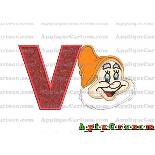 Happy Snow White Applique Design With Alphabet V