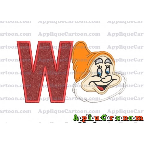 Happy Snow White Applique Design With Alphabet W