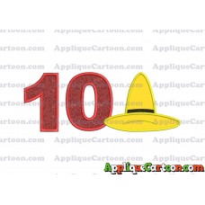 Hat Curious George Applique Embroidery Design Birthday Number 10
