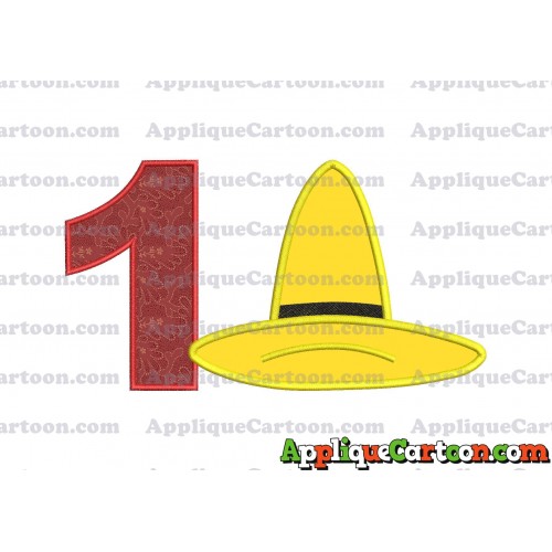 Hat Curious George Applique Embroidery Design Birthday Number 1