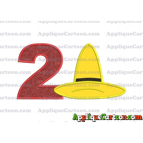 Hat Curious George Applique Embroidery Design Birthday Number 2