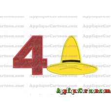 Hat Curious George Applique Embroidery Design Birthday Number 4