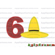 Hat Curious George Applique Embroidery Design Birthday Number 6