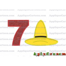 Hat Curious George Applique Embroidery Design Birthday Number 7