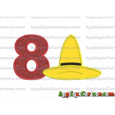 Hat Curious George Applique Embroidery Design Birthday Number 8