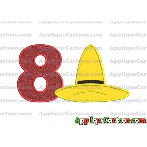 Hat Curious George Applique Embroidery Design Birthday Number 8