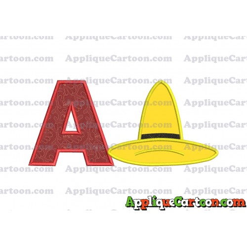 Hat Curious George Applique Embroidery Design With Alphabet A