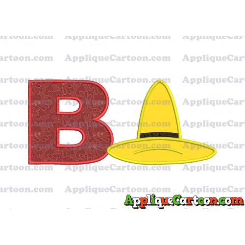 Hat Curious George Applique Embroidery Design With Alphabet B