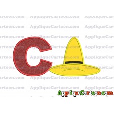 Hat Curious George Applique Embroidery Design With Alphabet C