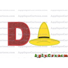 Hat Curious George Applique Embroidery Design With Alphabet D