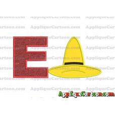Hat Curious George Applique Embroidery Design With Alphabet E