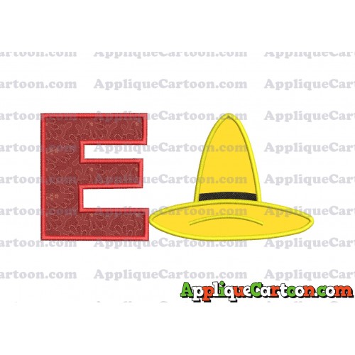 Hat Curious George Applique Embroidery Design With Alphabet E