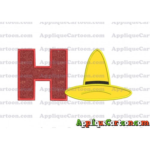 Hat Curious George Applique Embroidery Design With Alphabet H
