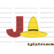 Hat Curious George Applique Embroidery Design With Alphabet J