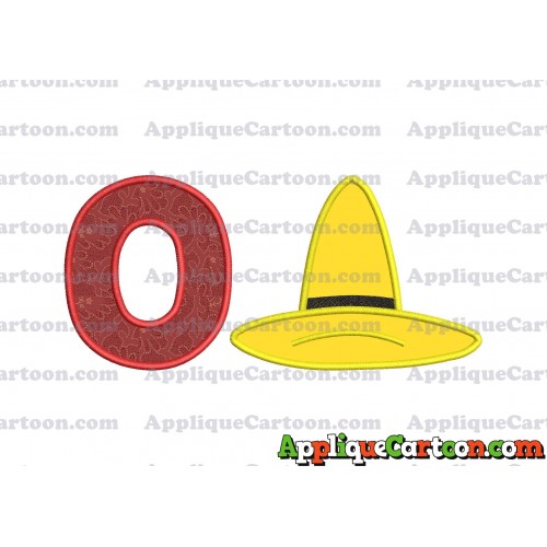 Hat Curious George Applique Embroidery Design With Alphabet O