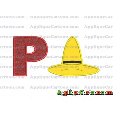 Hat Curious George Applique Embroidery Design With Alphabet P