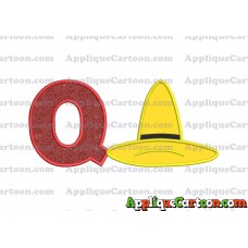 Hat Curious George Applique Embroidery Design With Alphabet Q