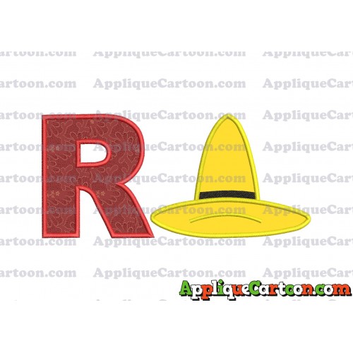 Hat Curious George Applique Embroidery Design With Alphabet R